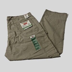Wrangler Rustler Men's Khaki Carpenter Pant Heavyweight Denim Workwear 44x32 NWT